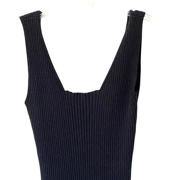 Amadi Anthropologie NWTs Black Knit Midi Ribbed Dress size large - Picture 5 of 10